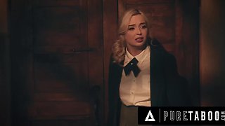 Sexy blonde student girl gets railed by two guys with long cocks in all of her holes