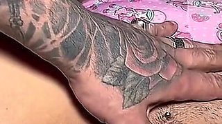 Putting Her Pajamas Aside and Punching His Cock Until She Cums Inside.