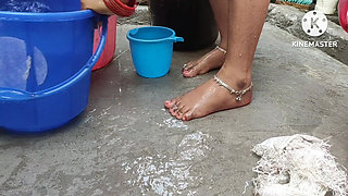 Indian House Wife Bathing