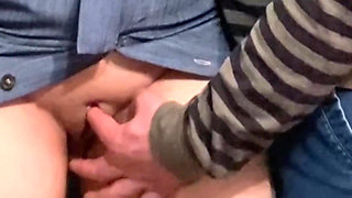 Dirty Hobby! Old Man Fingering Perfect Pussy in Public