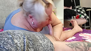 Stepmom swallows thick cum