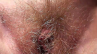 Licking My Hairy Cunt for Breakfast. Close-up of My Plump Wife's Mature Vagina.