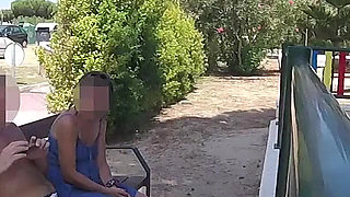 Extreme Dogging! Risky Blowjob with Teacher on Public Bench! - Misscreamy