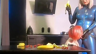 Romantic Sexual BDSM Morning of 2 Lesbian Girls in Latex Rubber