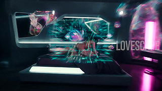 Freeuse Asian Doggystyle in Cyberpunk Room (AI)