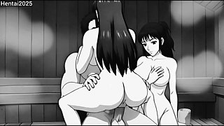 Threesome in Sauna Cartoon Hentai Animation