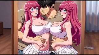 Stepbrother help stepsister in yoga and press her boobs