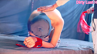 18+ girl BDSM, rope bondage , flogger spank whole body , tickle whole body with flogger