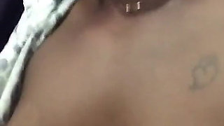 African Girl with Shower and Finger Herself, Squirting and Moaning
