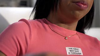The ebony stepdaughter is getting gaped hard by her white stepfather