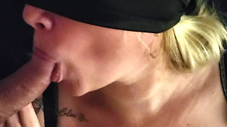 blindfolded girlfriend sucks dick and masturbates