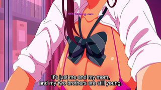 Blushing college beauty calms professor's boner with sensual kiss & breast caress