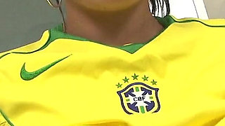 Babe in Brazil Uniform Strips and Plays Solo in the Kitchen