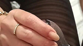Pantyhose Fetish. MILF Sucks Cock in Nylon and Makes Him Cum POV