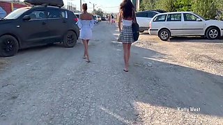 Two Girls Walk In Public Without Panties And Show Pussies 6 Min