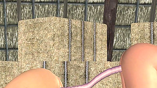 3D Animated Lesbian Heat: Busty MILF Pussy-rubs & Double-dildo Anal Pounds Petite Teen