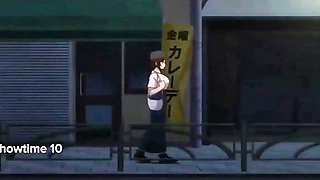 Brunette and busty teen never misses a chance to take his big cock inside hentai