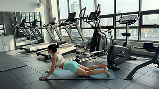 Yoga in Tiny Booty Shorts at the Gym