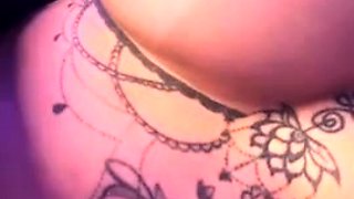 Busty babe playing with her big boobs