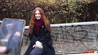 German Scout - Real Redhead Ginger Teen Alice Seduce with Small Tits First Pick up Porn Casting