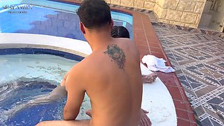 I Find My Stepsister Alone in the Pool and Naked and I Go in to Fuck Her Until I Reach Her Orgasm