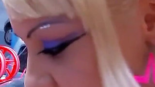 Horny blonde skinny slut teen fucked in the workshop by the boss