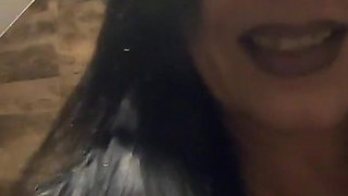 Bathroom Pee Fetish in Shiny Outfit. Pvc Dress Toilet Tease and Dirty Talk