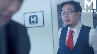 Sexy Chinese girl comes for a job interview but gets her pussy licked instead
