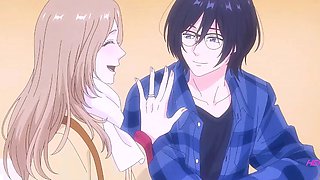 Dominant anime boy bends nerdy uke for raw doggystyle