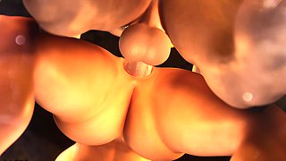 Two 3d cartoon cuties are ready for their bath