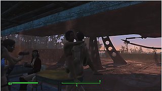Brothel With Glass Windows - The Work of Prostitutes in a Fallout 4 Porno Game, Lesbian Strapon
