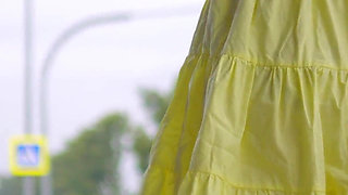 128 Subtle Outdoor Flirting with Passing Drivers at a Bus Stop. Do You Like My Legs? 60fps