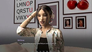 3D cartoon visual novel featuring a sexy blonde in a college setting