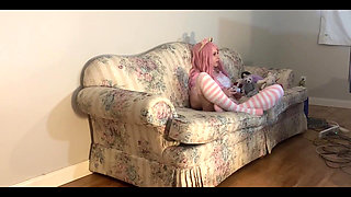 Step Daughter Stuck Under the Christmas Tree, Gets Her Ass Eaten and Pussy Fucked by Step Dad