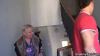70 year old granny gives titjob and gets fucked doggy style