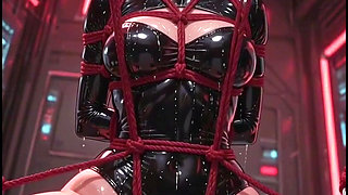Bondage Anime Girl 2 Latex rope gagball