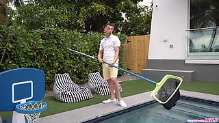 Horny Wives Violet Myers and Raissa Bellini Seduce Young Pool Boy