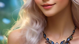 Ai Nude Art Woman Holding Anemone with Onyx Black Diamond Jewelry HD Artistic Slideshow