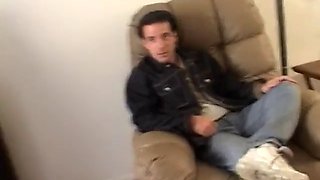 White guy drills chubby black chick on the couch