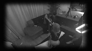 A Beautiful, Horny Young Blonde Shares a Cock with Her Brunette Roommate and Sucks a Huge Cock.