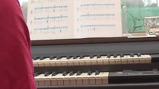 Sweet redhead small titted teen in sneakers in ass fuck after the piano class