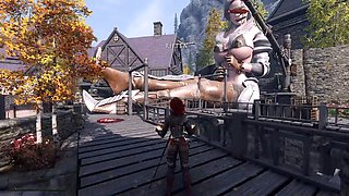 Skyrim mod, giantess feet, muscle girl