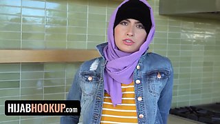 Angeline Red's hijab hookup: Donnie Rock gets to cum inside her while she gets clothed