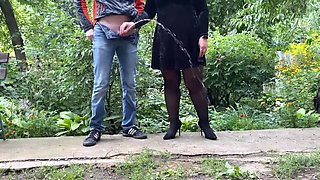 My chubby mature mother-in-law takes charge outdoors