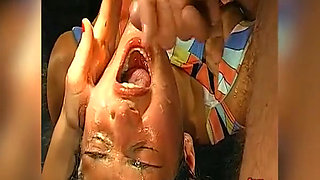 Horny Blondes in Wild Bukkake Cum Frenzy