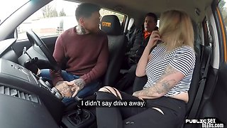 Busty tattooed MILF gets her ass fucked publicly in the car