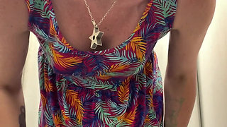 Striptease in a Shop as I Get Naked to Try on Dresses and a Bikini Top