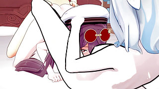 Hu tao and Furina double Sex with Aether - Genshin Impact Hentai
