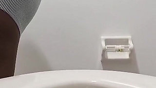 Desperate for a Pee Holding as Long as I Can Pissing in the Toilet