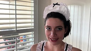 Busty maid in lingerie satisfies her hunger for black meat